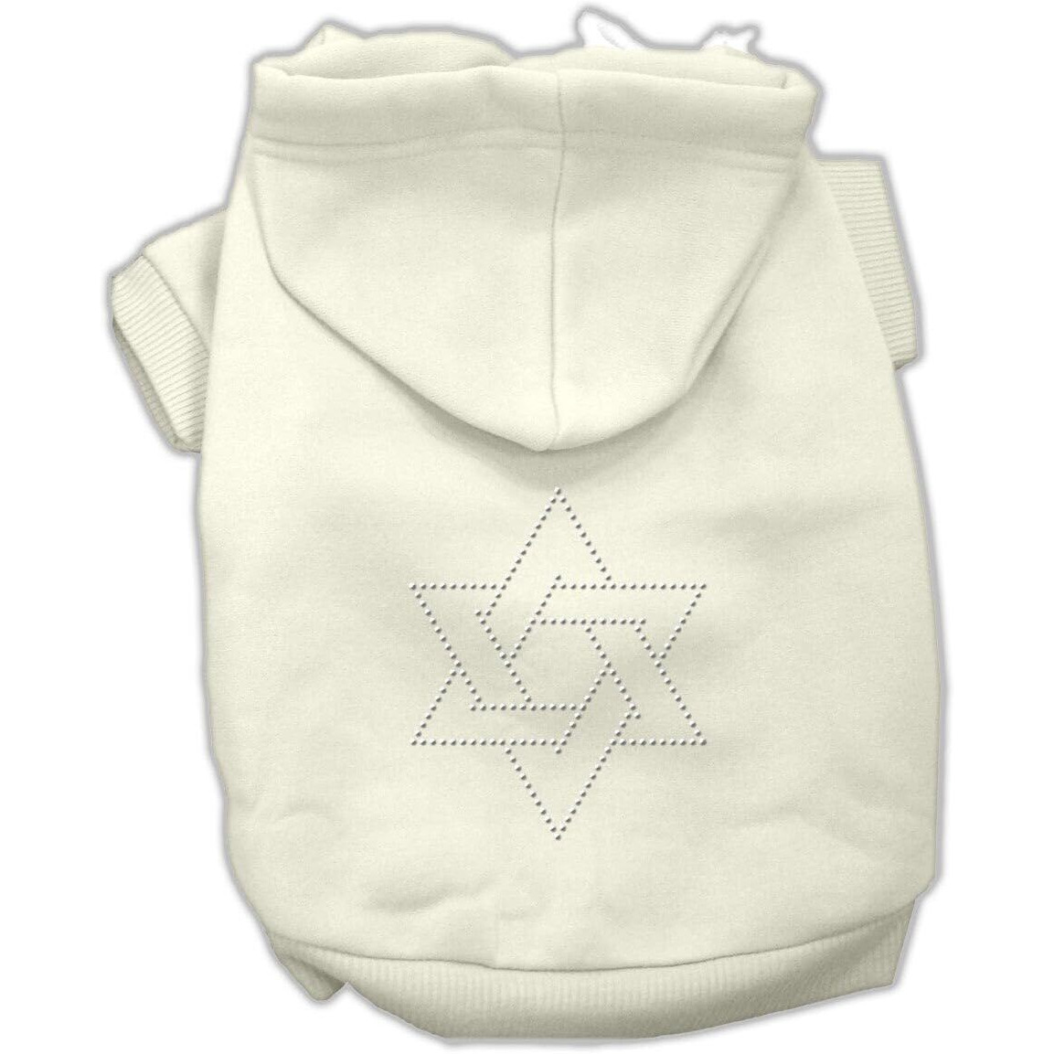 Hanukkah Pet, Dog & Cat Hoodie Rhinestone, &quotStar Of David" Cream SM (3-6 lbs.)