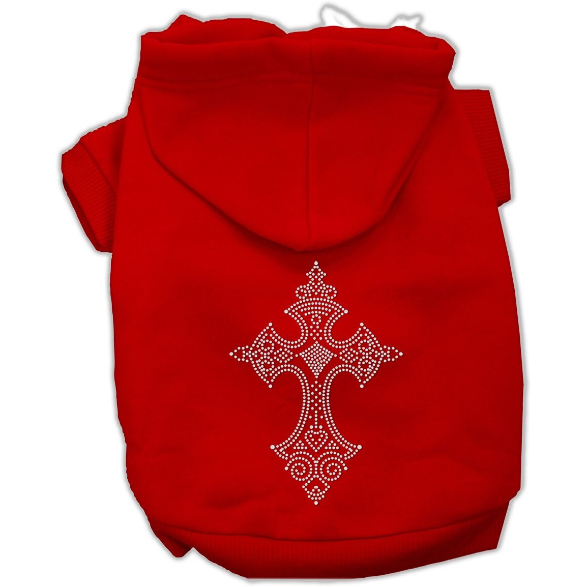 Pet, Dog & Cat Hoodie Rhinestone, &quotCross" Red XL (14-20 lbs.)
