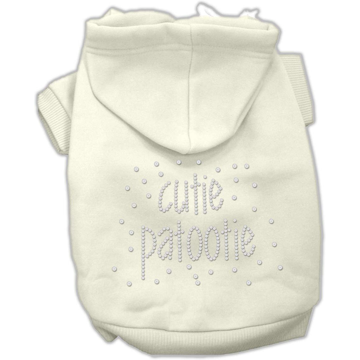 Pet, Dog & Cat Hoodie Rhinestone, &quotCutie Patootie" Cream XL (14-20 lbs.)