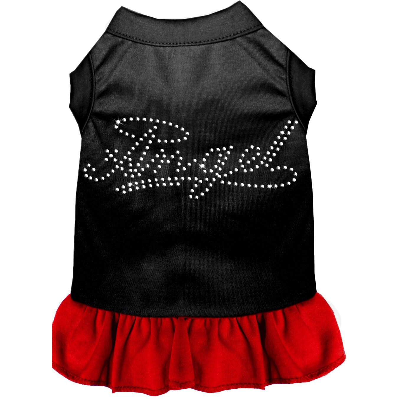 Pet Dog & Cat Dress Rhinestone, &quotAngel" Black W/Red 3XL (25-35 lbs.)