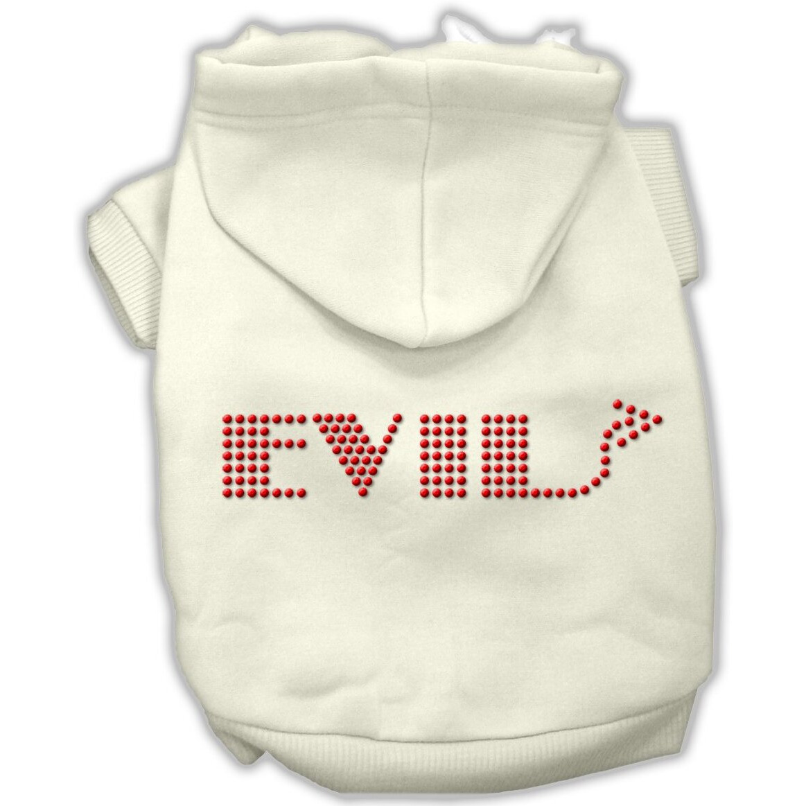 Pet, Dog & Cat Hoodie Rhinestone, &quotEvil" Cream XL (14-20 lbs.)
