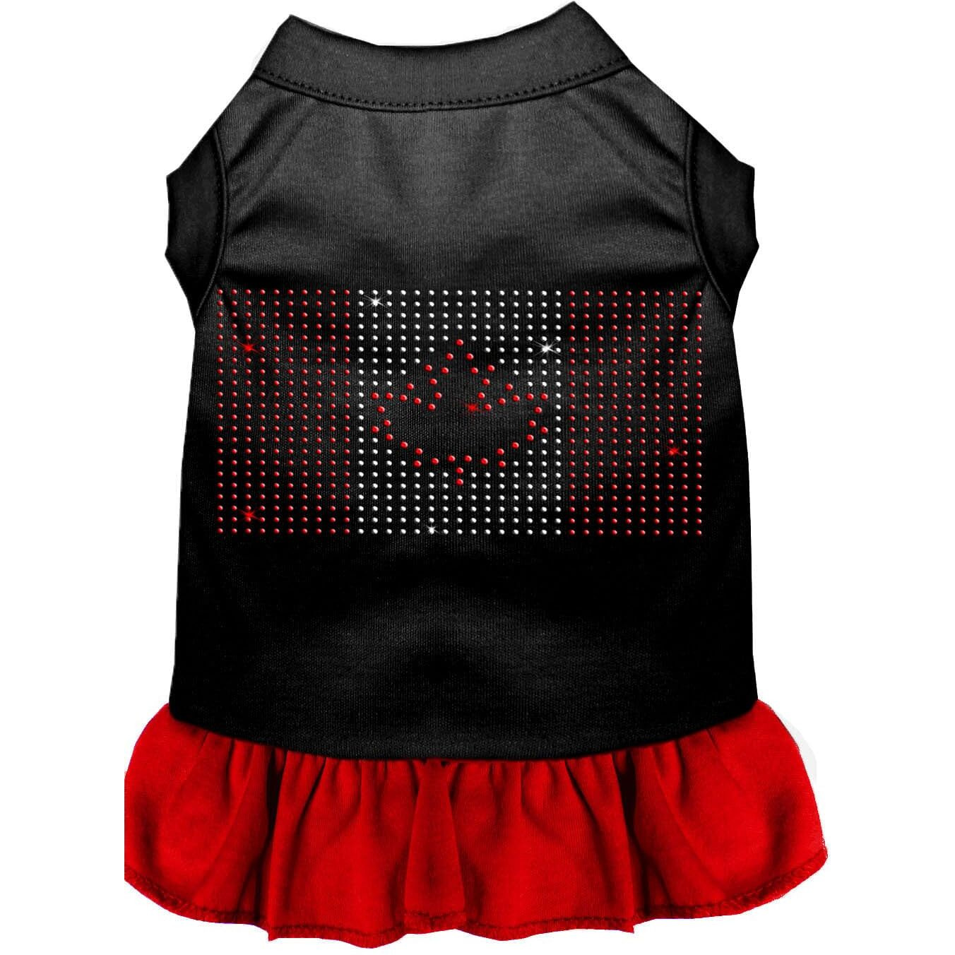 Pet Dog & Cat Dress Rhinestone, &quotCanadian Flag" Black W/Red 3XL (25-35 lbs.)