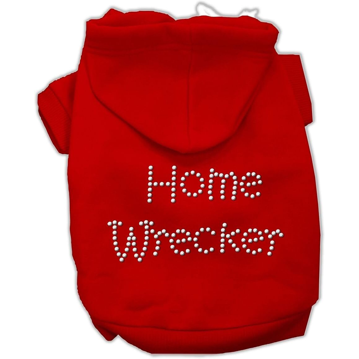 Pet, Dog & Cat Hoodie Rhinestone, &quotHome Wrecker" Red 3XL (25-35 lbs.)