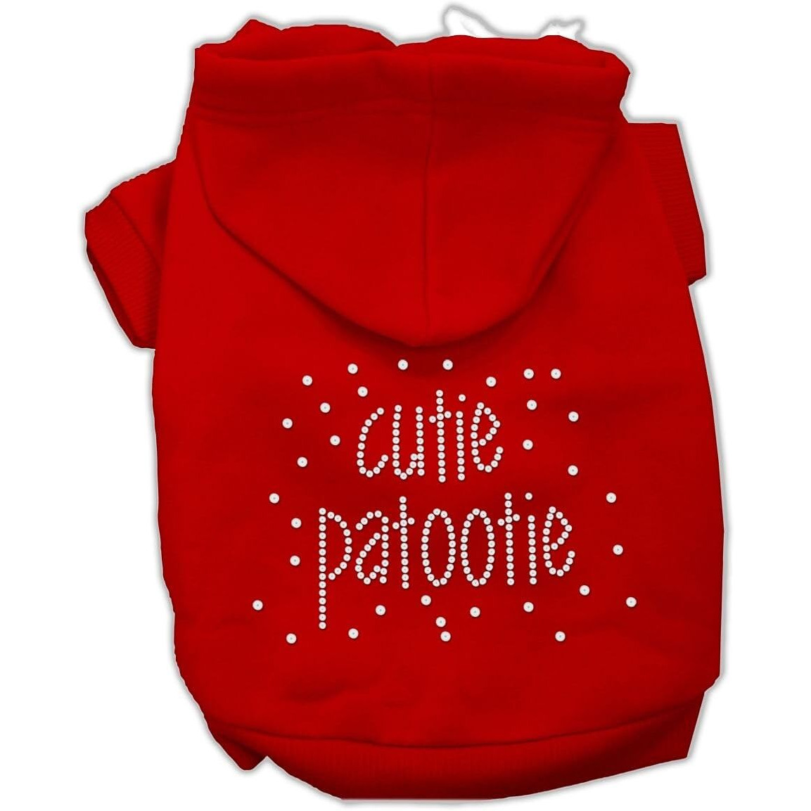 Pet, Dog & Cat Hoodie Rhinestone, &quotCutie Patootie" Red XS (0-3 lbs.)