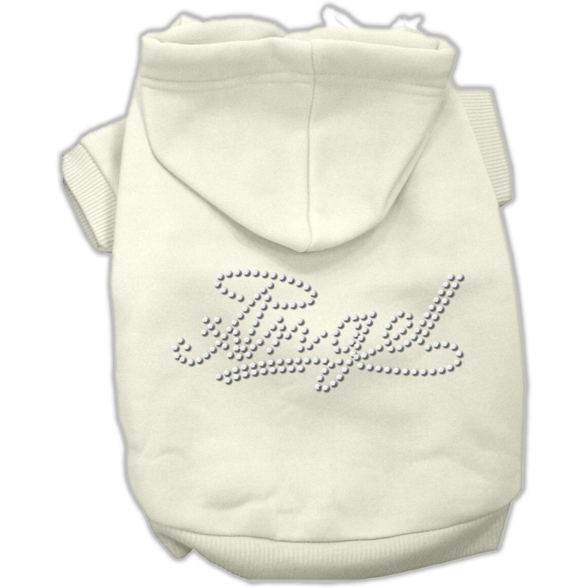 Pet, Dog & Cat Hoodie Rhinestone, &quotAngel" Cream XS (0-3 lbs.)