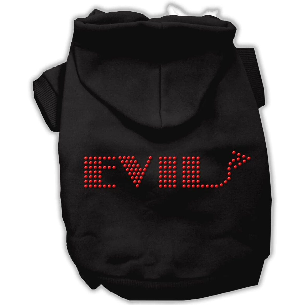 Pet, Dog & Cat Hoodie Rhinestone, &quotEvil" Black XL (14-20 lbs.)