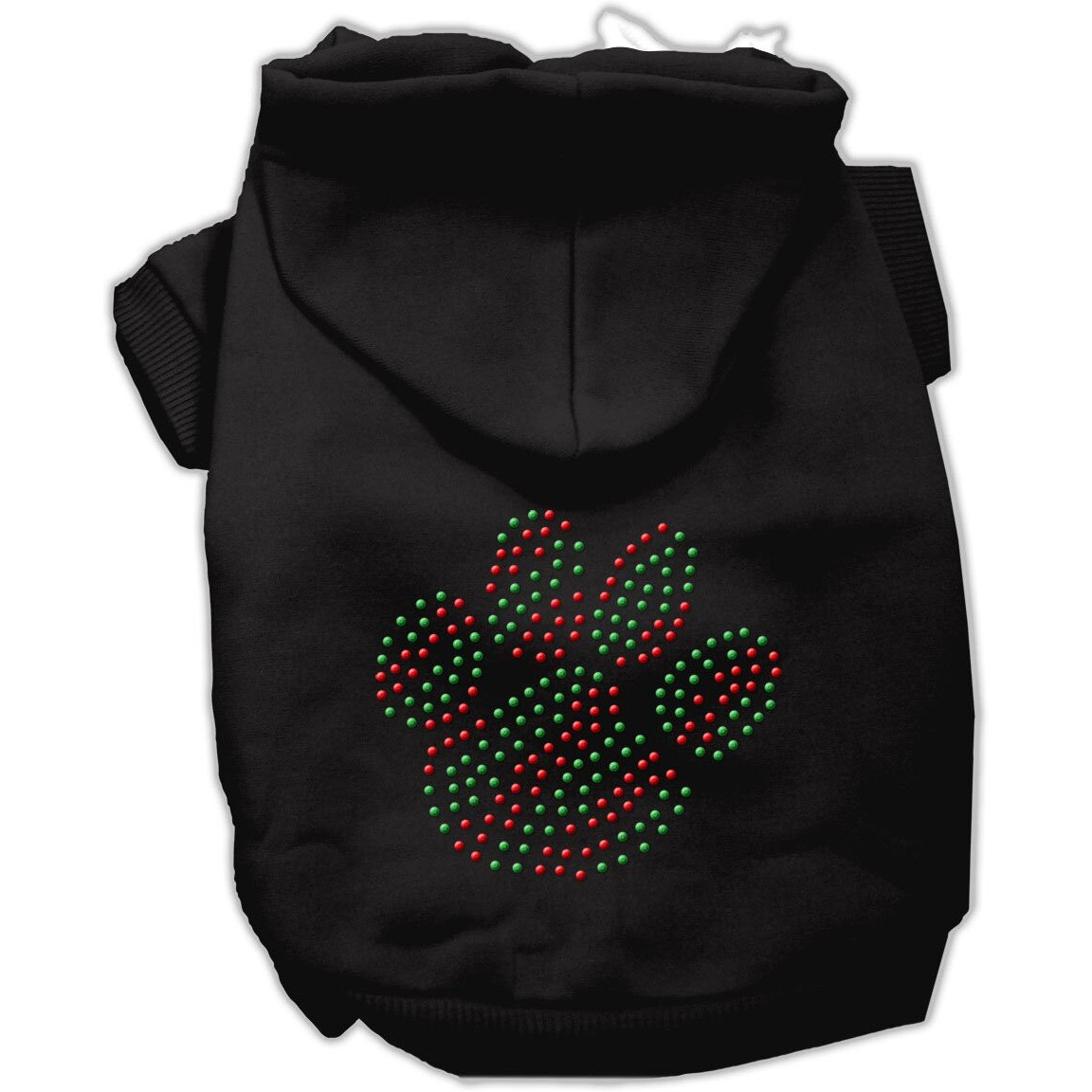 Christmas Pet, Dog & Cat Hoodie Rhinestone, &quotHoliday Paw" Black XL (14-20 lbs.)