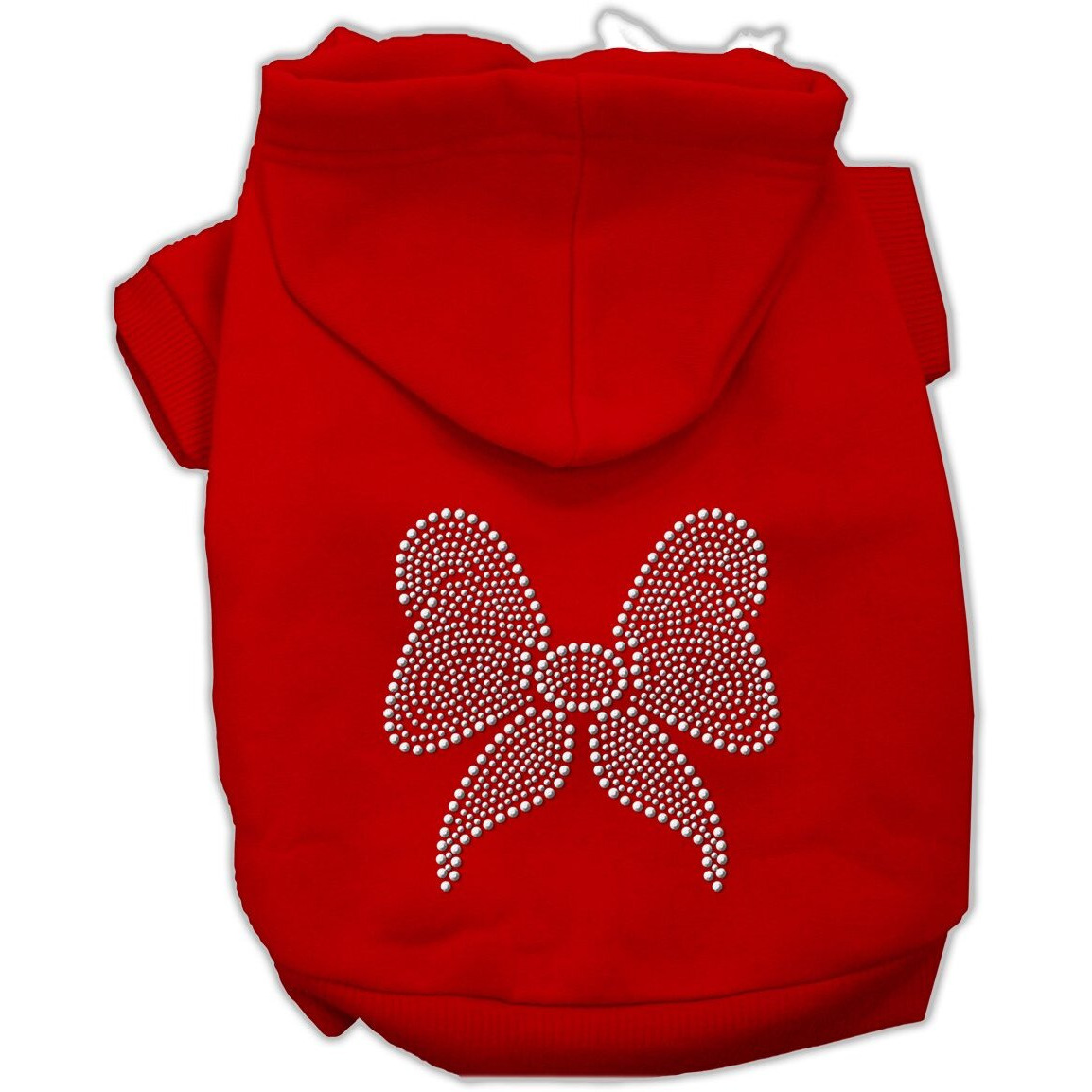 Christmas Pet Dog & Cat Hoodie Rhinestone, &quotBow" Red XS (0-3 lbs.)