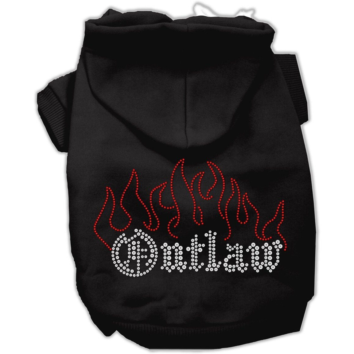 Pet, Dog & Cat Hoodie Rhinestone, &quotOutlaw" Black XL (14-20 lbs.)