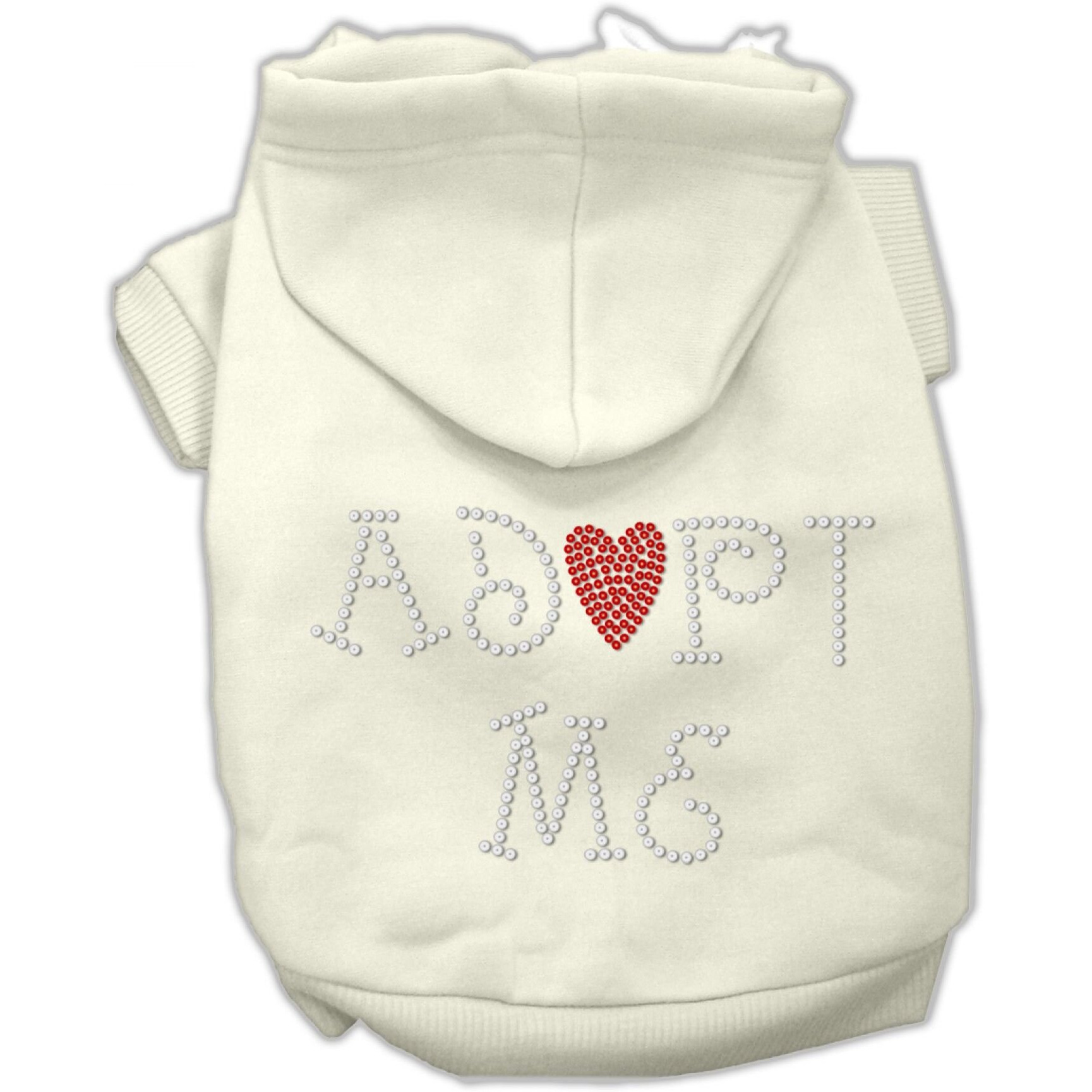 Pet, Dog & Cat Hoodie Rhinestone, &quotAdopt Me" Cream XL (14-20 lbs.)