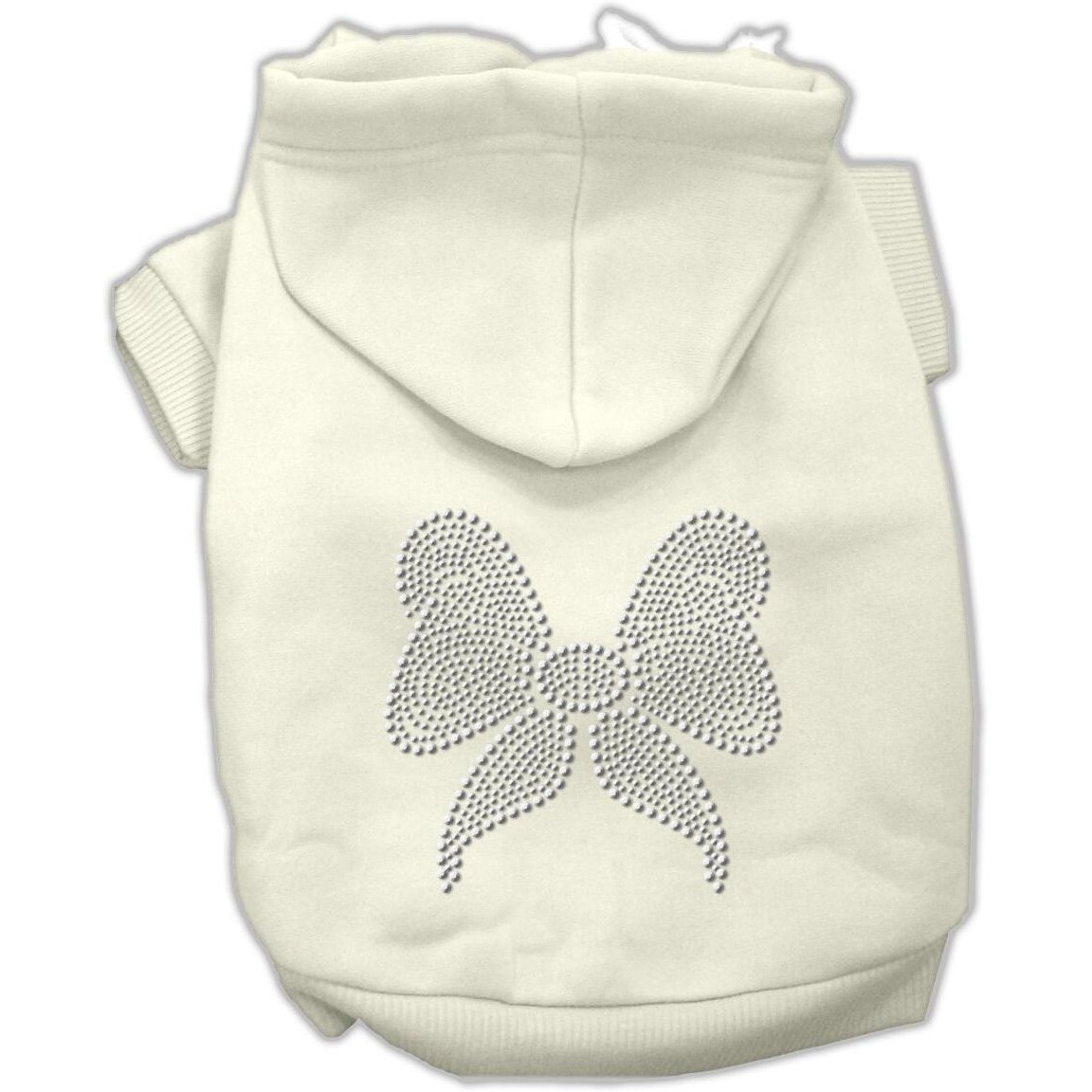 Christmas Pet Dog & Cat Hoodie Rhinestone, &quotBow" Cream 3XL (25-35 lbs.)