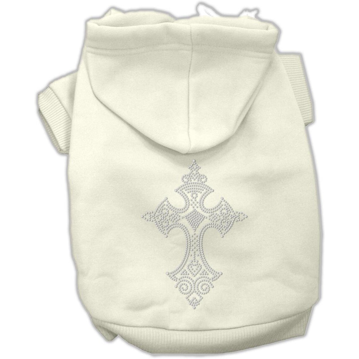 Pet, Dog & Cat Hoodie Rhinestone, &quotCross" Cream 3XL (25-35 lbs.)