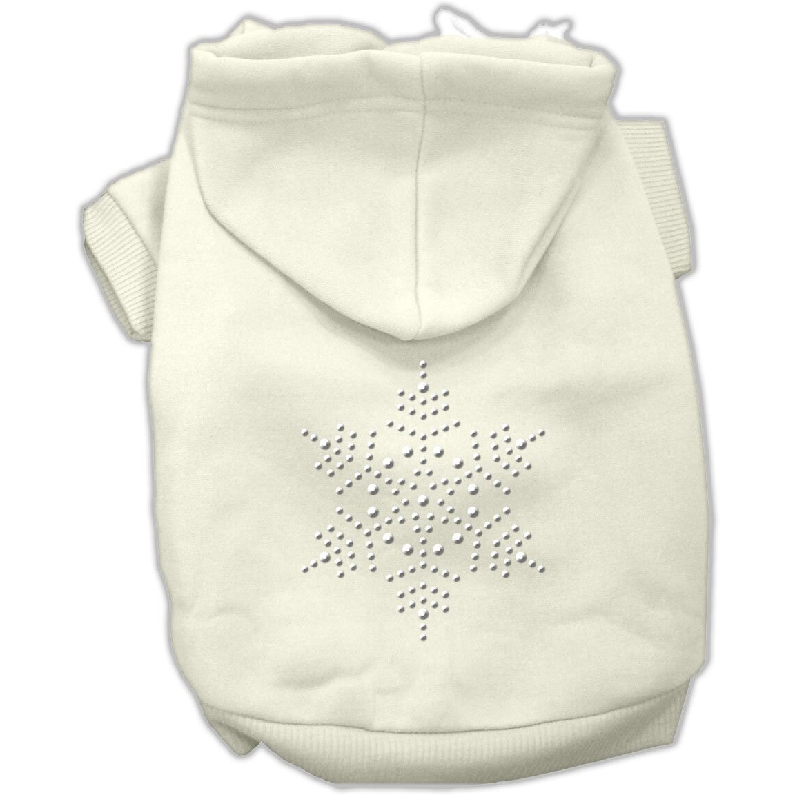 Christmas Pet Dog & Cat Hoodie Rhinestone, &quotSnowflake" Cream 3XL (25-35 lbs.)
