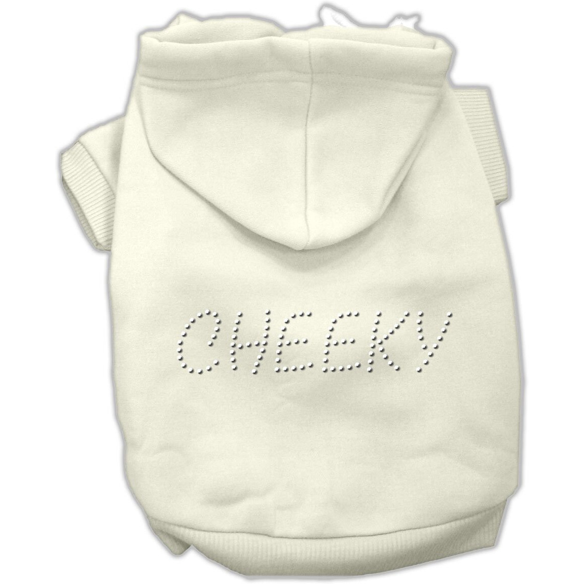 Pet, Dog & Cat Hoodie Rhinestone, &quotCheeky" Cream XL (14-20 lbs.)