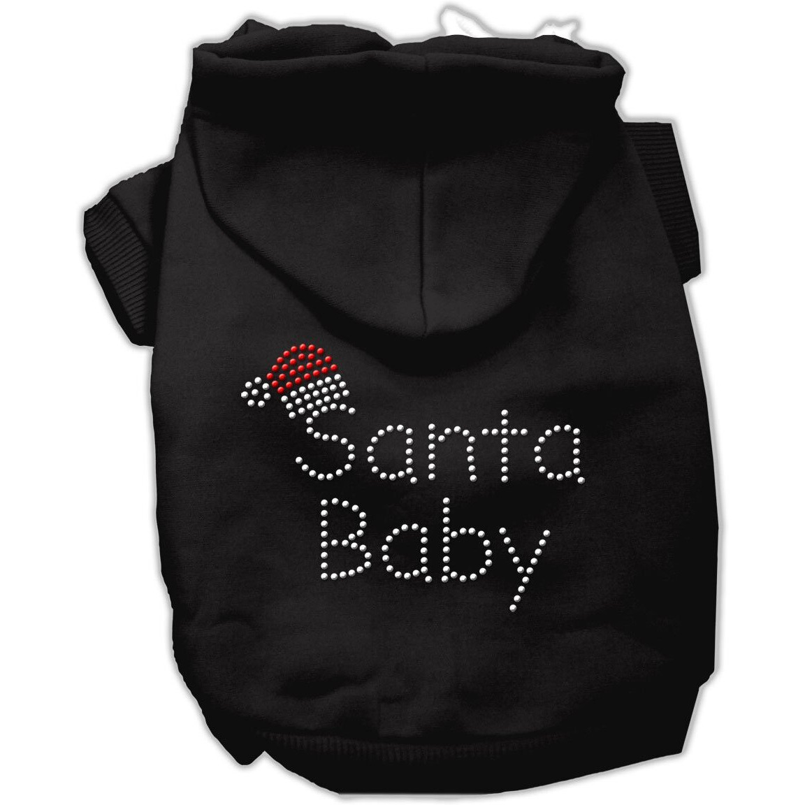 Christmas Pet, Dog & Cat Hoodie Rhinestone, &quotSanta Baby" Black XL (14-20 lbs.)