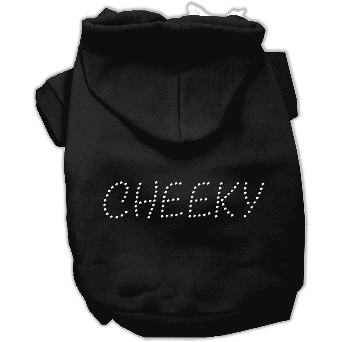 Pet, Dog & Cat Hoodie Rhinestone, &quotCheeky" Black XS (0-3 lbs.)