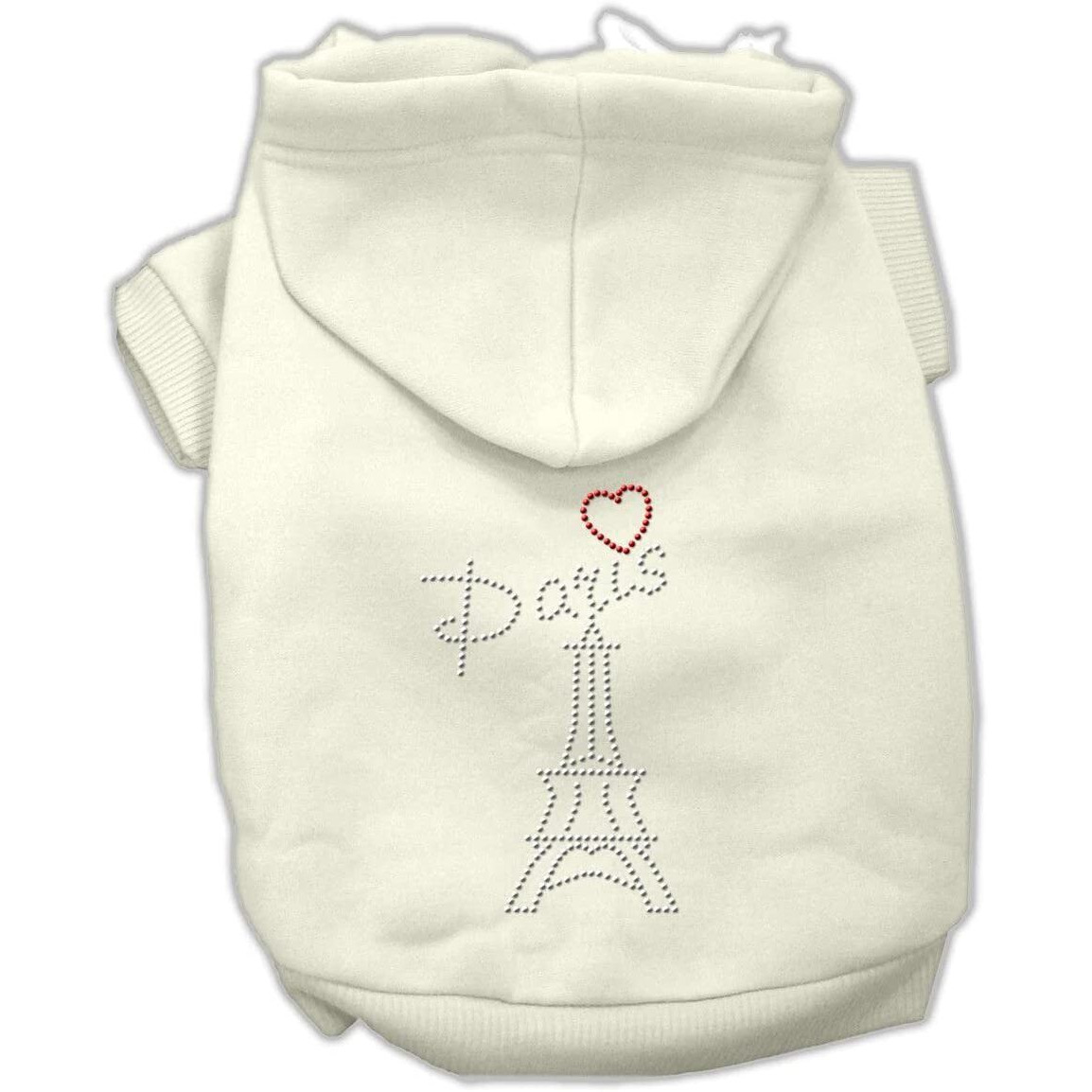Pet, Dog & Cat Hoodie Rhinestone, &quotParis" Cream XS (0-3 lbs.)