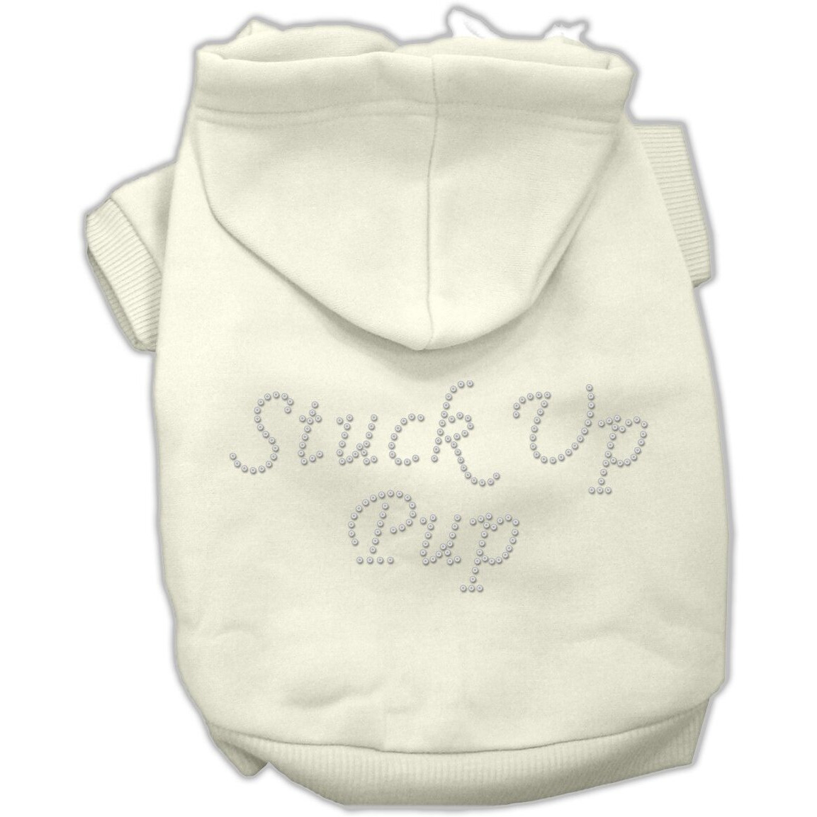 Pet, Dog & Cat Hoodie Rhinestone, &quotStuck Up Pup" Cream XL (14-20 lbs.)