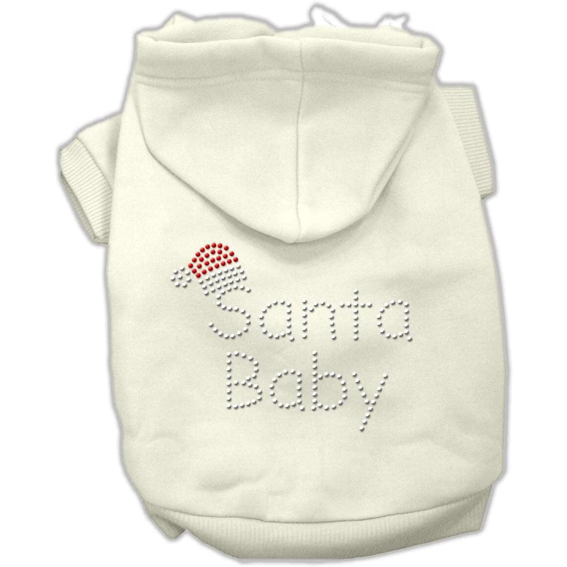 Christmas Pet, Dog & Cat Hoodie Rhinestone, &quotSanta Baby" Cream XS (0-3 lbs.)