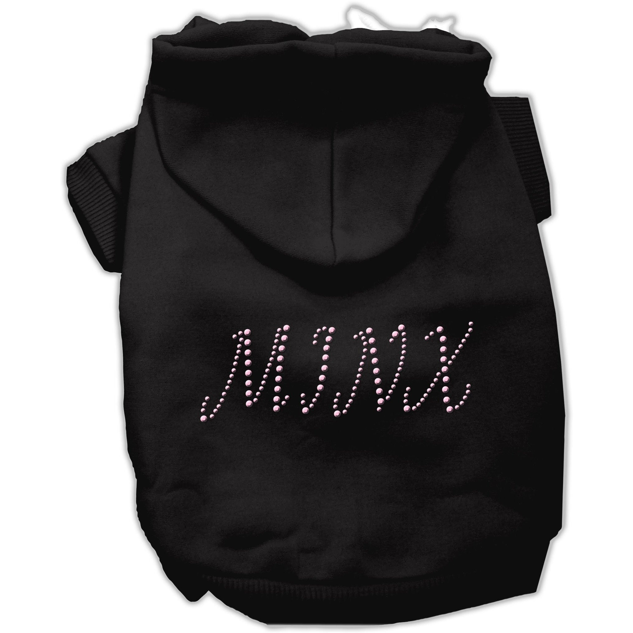 Pet, Dog & Cat Hoodie Rhinestone, &quotMinx" Black XS (0-3 lbs.)