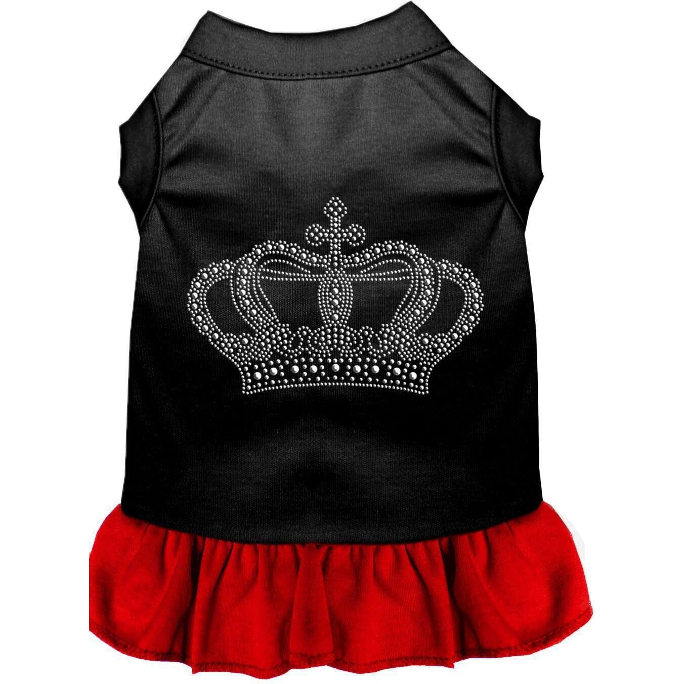 Pet Dog & Cat Dress Rhinestone, &quotCrown" Black W/Red 2XL (20-25 lbs.)