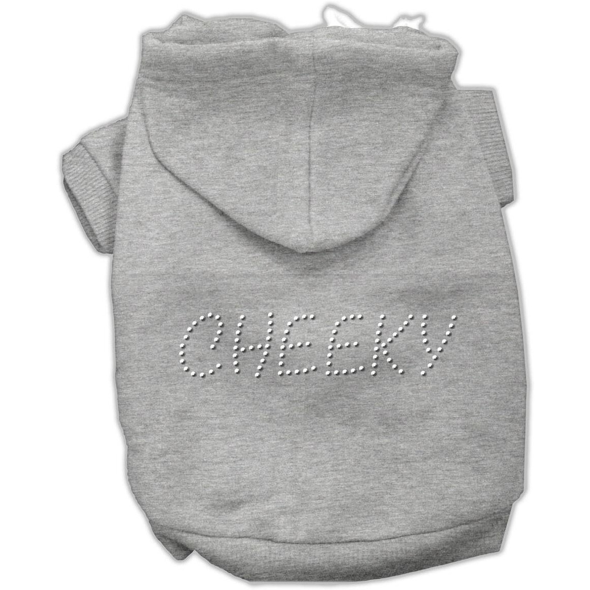 Pet, Dog & Cat Hoodie Rhinestone, &quotCheeky" Grey XS (0-3 lbs.)