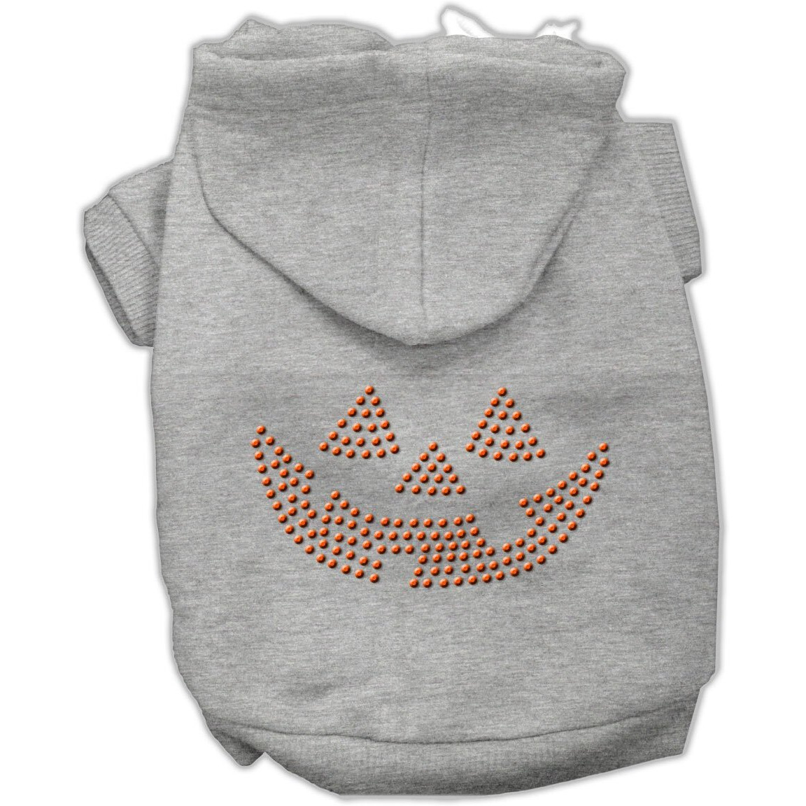 Halloween Pet Dog & Cat Hoodie Rhinestone, &quotJack O' Lantern" Gray XS (0-3 lbs.)