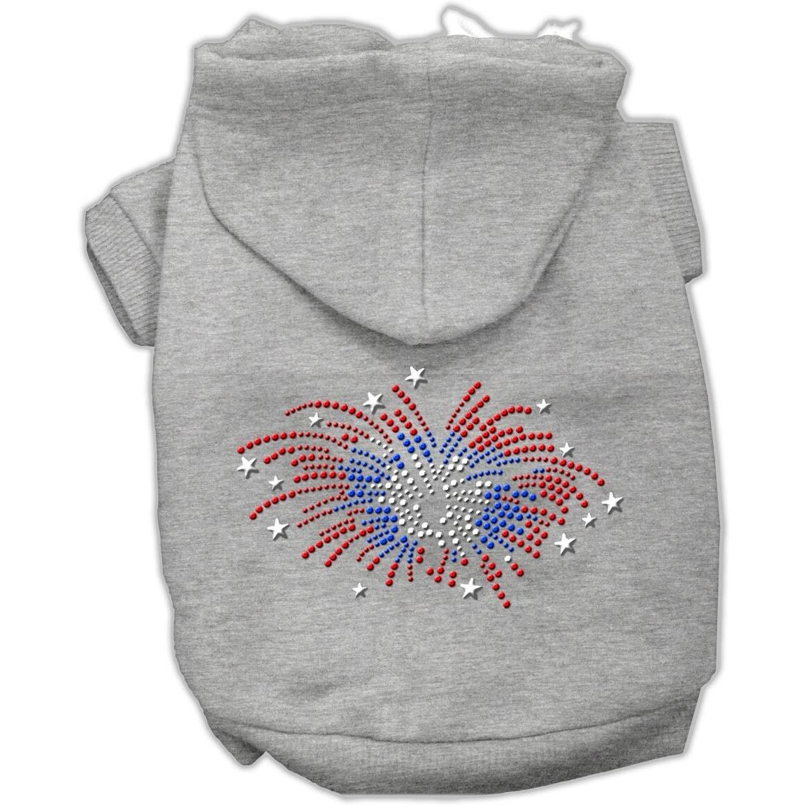 Pet, Dog & Cat Hoodie Rhinestone, &quotFireworks" Gray XL (14-20 lbs.)