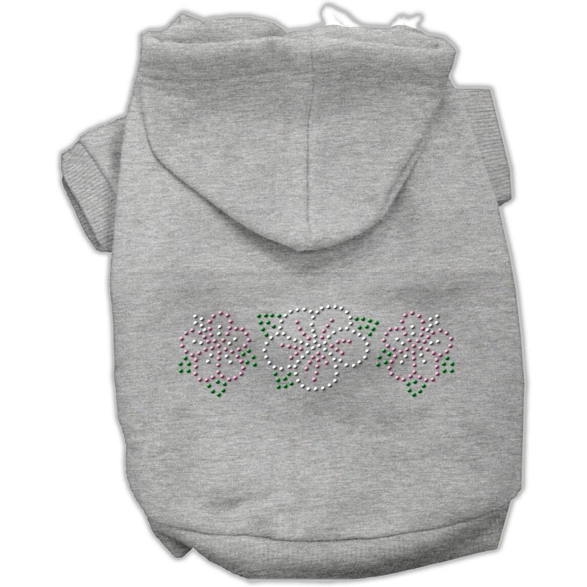 Pet, Dog & Cat Hoodie Rhinestone, &quotTropical Flower" Gray XS (0-3 lbs.)