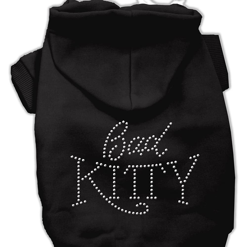 Pet, Dog & Cat Hoodie Rhinestone, &quotBad Kitty" Black XL (14-20 lbs.)