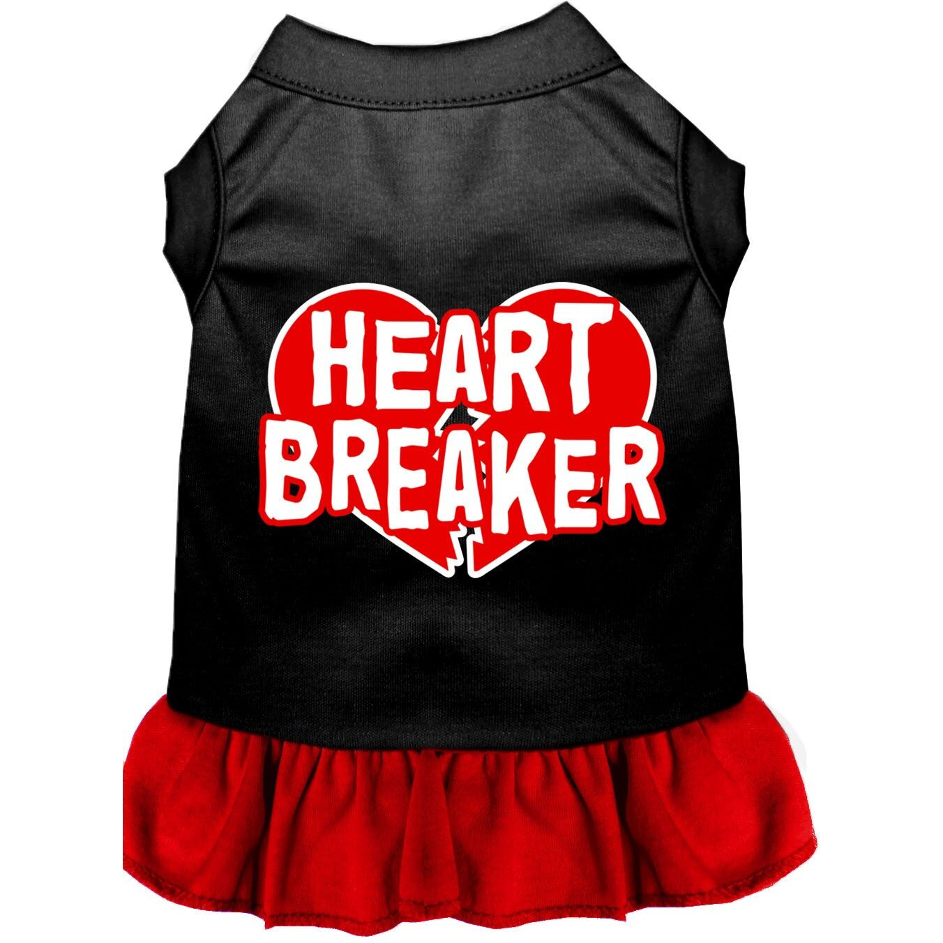 Pet Dog & Cat Dress Screen Printed, &quotHeart Breaker" Black W/Red 2XL (20-25 lbs.)