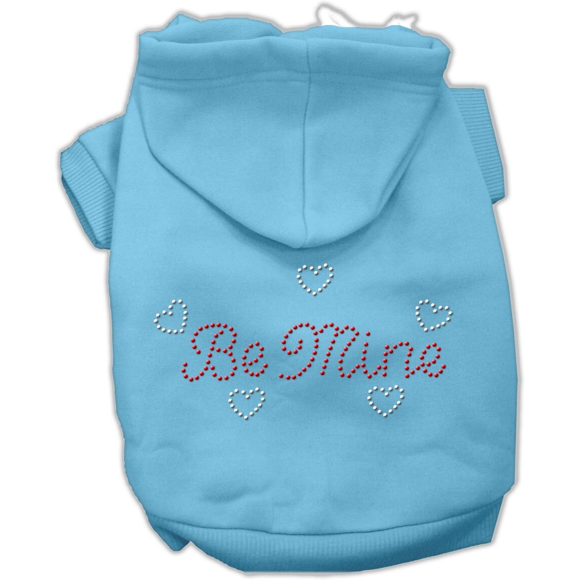 Pet, Dog & Cat Hoodie Rhinestone, &quotBe Mine" Baby Blue XS (0-3 lbs.)