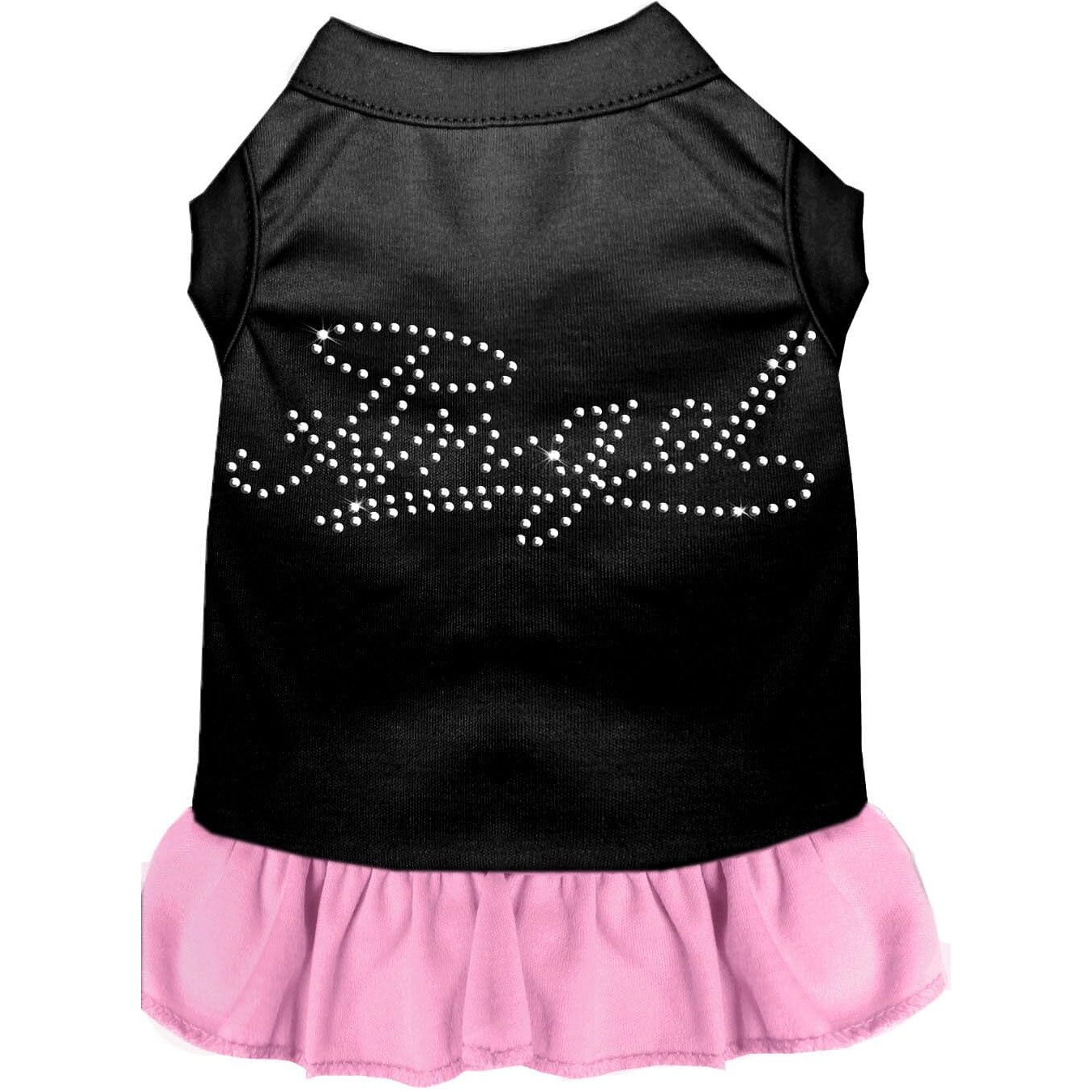 Pet Dog & Cat Dress Rhinestone, &quotAngel" Black W/Light Pink 2XL (20-25 lbs.)