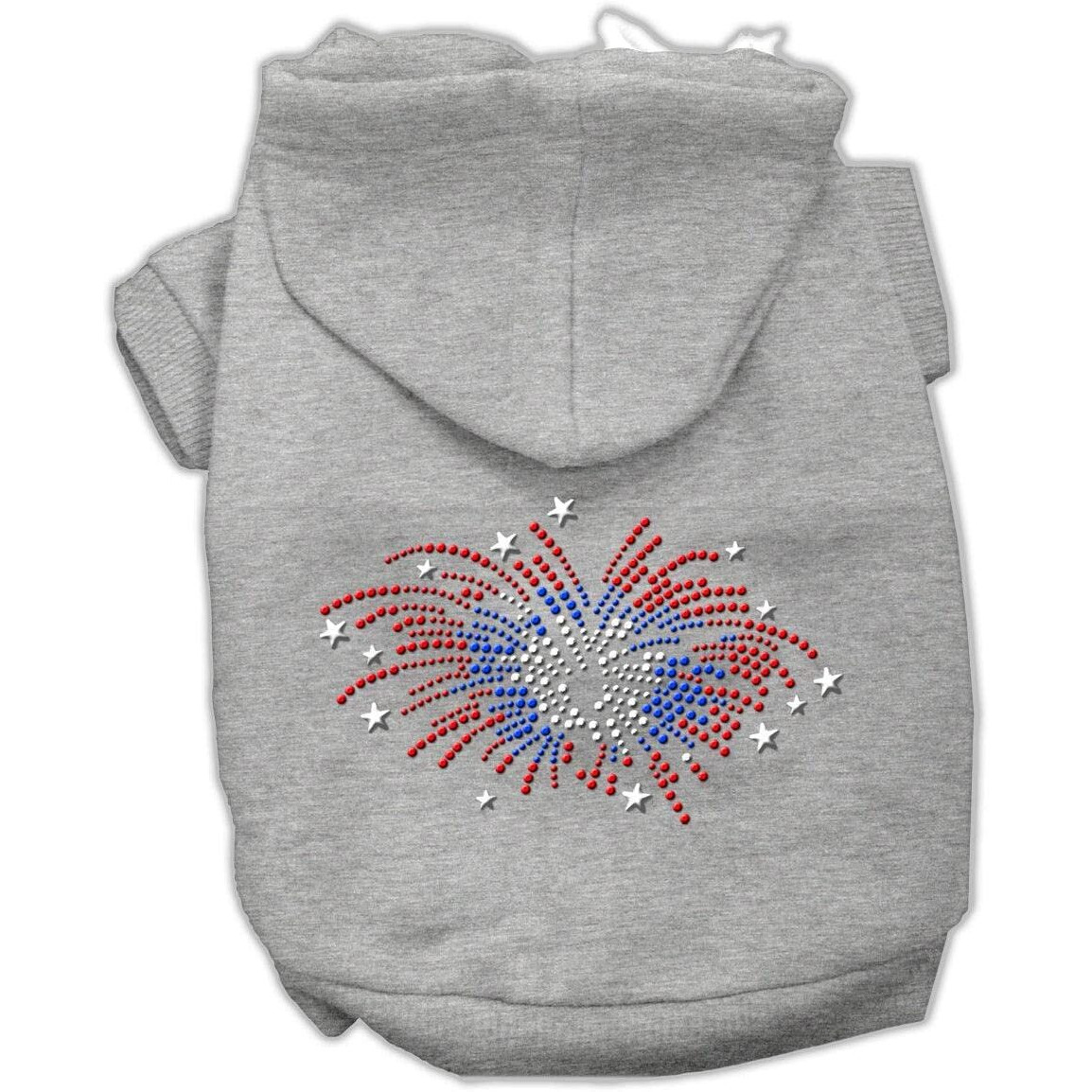 Pet, Dog & Cat Hoodie Rhinestone, &quotFireworks" Gray 3XL (25-35 lbs.)