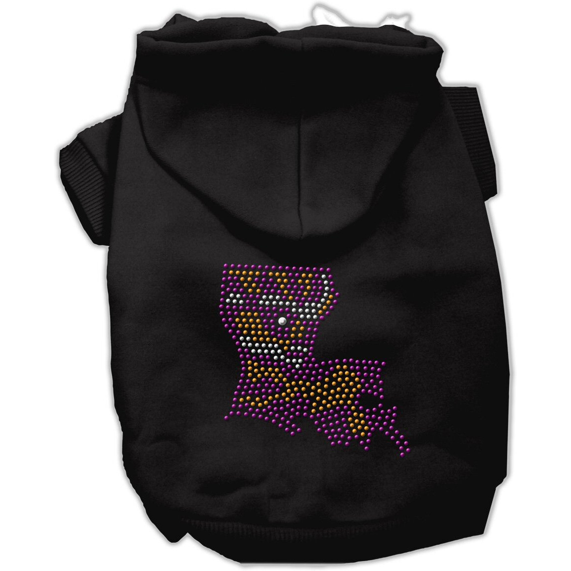 Pet, Dog & Cat Hoodie Rhinestone, &quotLouisiana" Black 2XL (20-25 lbs.)