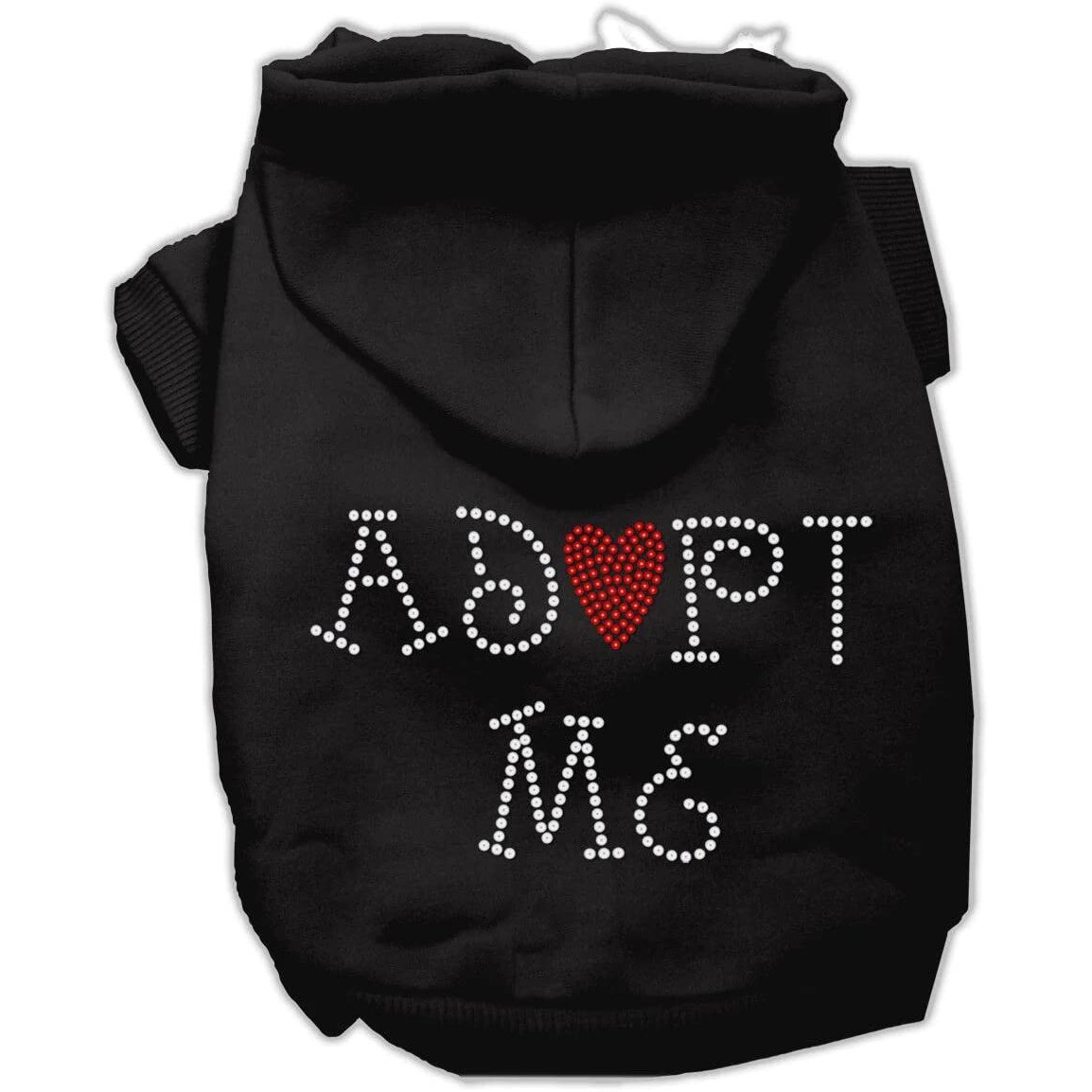 Pet, Dog & Cat Hoodie Rhinestone, &quotAdopt Me" Black SM (3-6 lbs.)