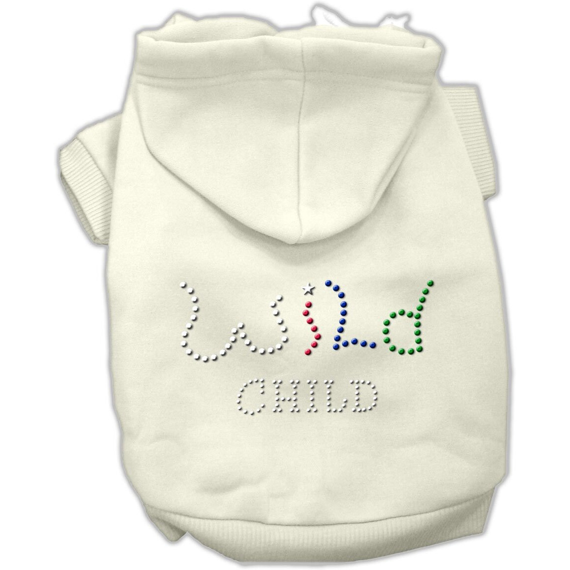 Pet, Dog & Cat Hoodie Rhinestone, &quotWild Child" Cream LG (10-14 lbs.)