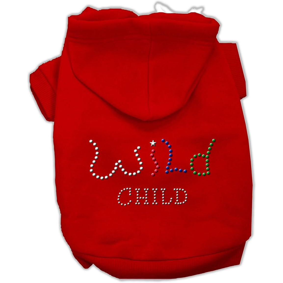 Pet, Dog& Cat Hoodie Rhinestone, &quotWild Child" Red LG (10-14 lbs.)