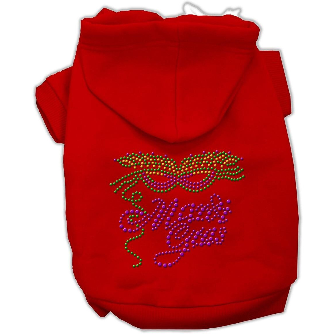 Pet, Dog & Cat Hoodie Rhinestone, &quotMardi Gras" Red LG (10-14 lbs.)