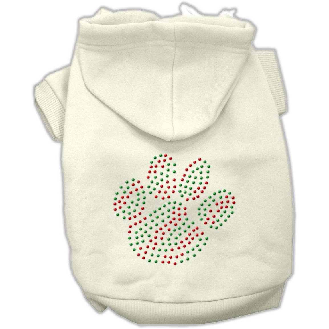 Christmas Pet, Dog & Cat Hoodie Rhinestone, &quotHoliday Paw" Cream 3XL (25-35 lbs.)