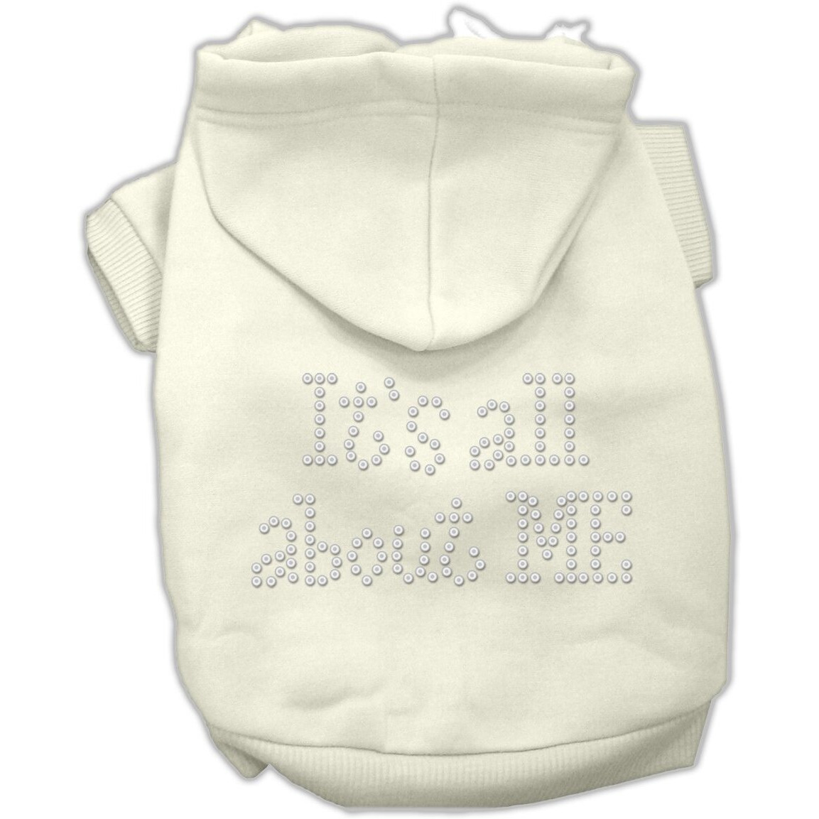 Pet Dog & Cat Hoodie Rhinestone, &quotIt's All About Me" Cream MD (6-10 lbs.)