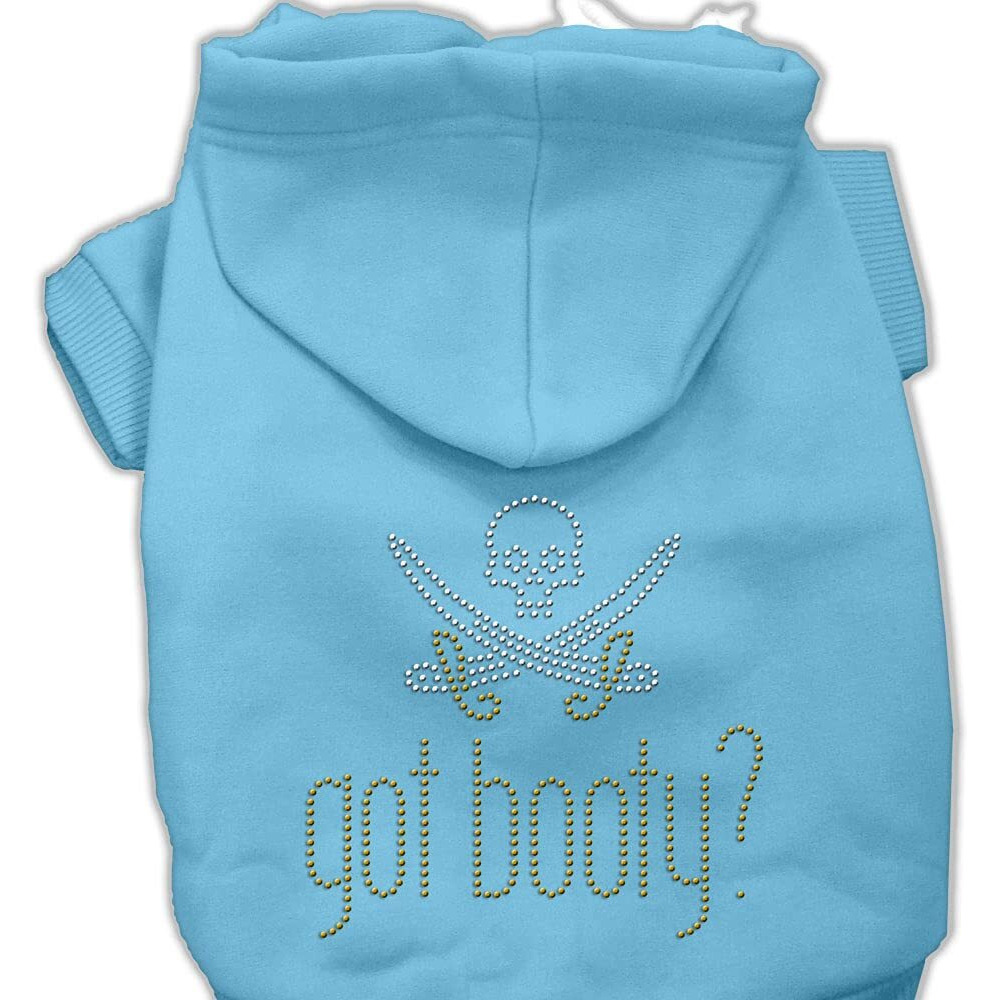 Pet, Dog & Cat Hoodie Rhinestone, &quotGot Booty" Baby Blue XL (14-20 lbs.)