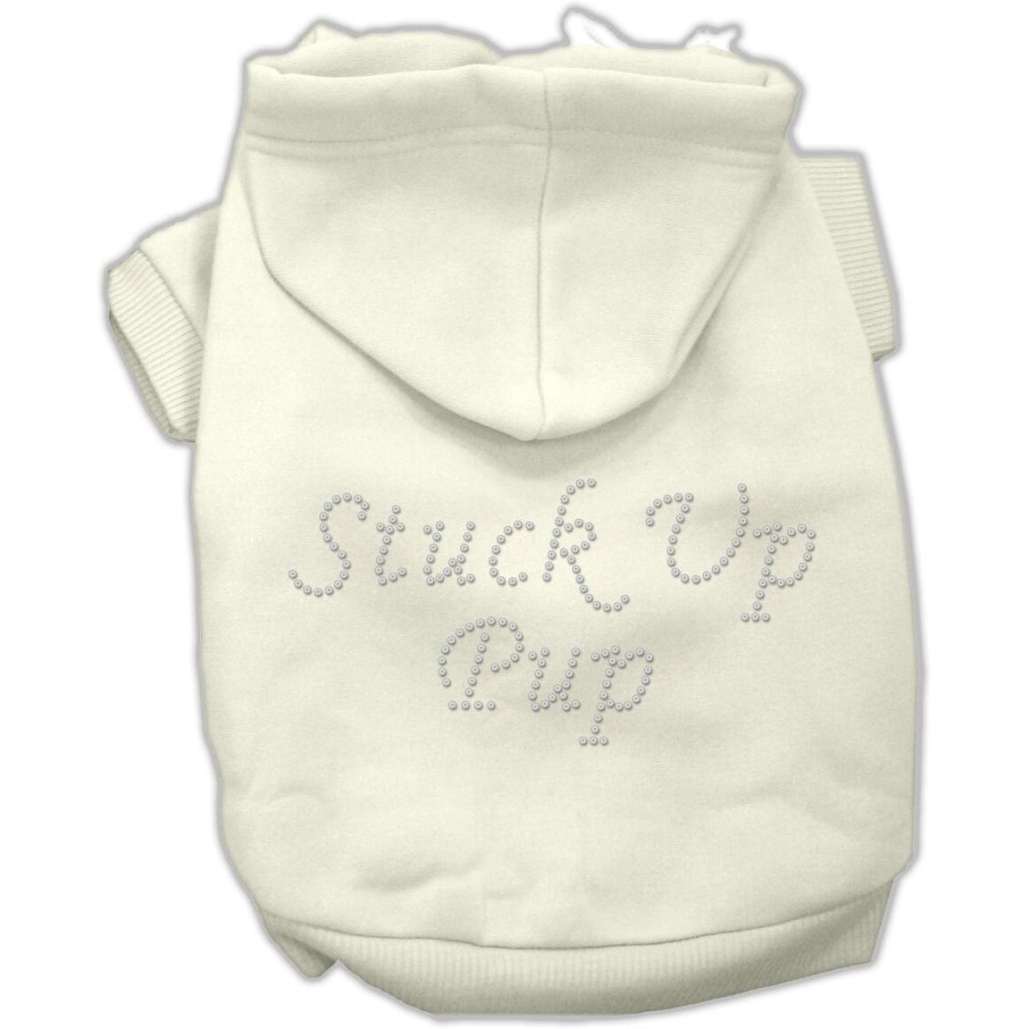 Pet, Dog & Cat Hoodie Rhinestone, &quotStuck Up Pup" Cream LG (10-14 lbs.)