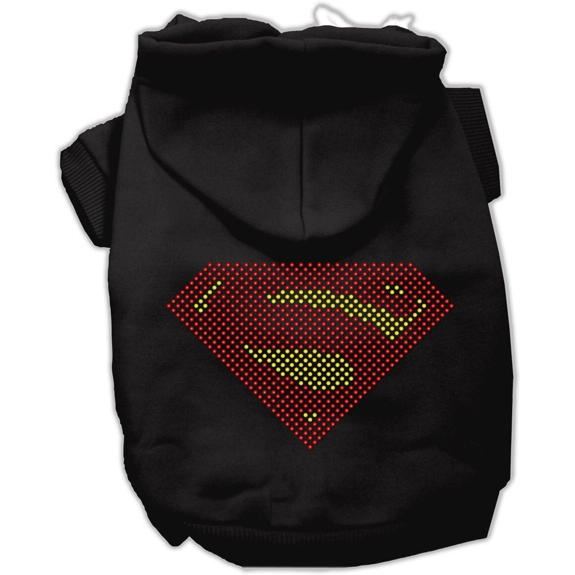 Pet, Dog & Cat Hoodie Rhinestone, &quotSuper" Black LG (10-14 lbs.)
