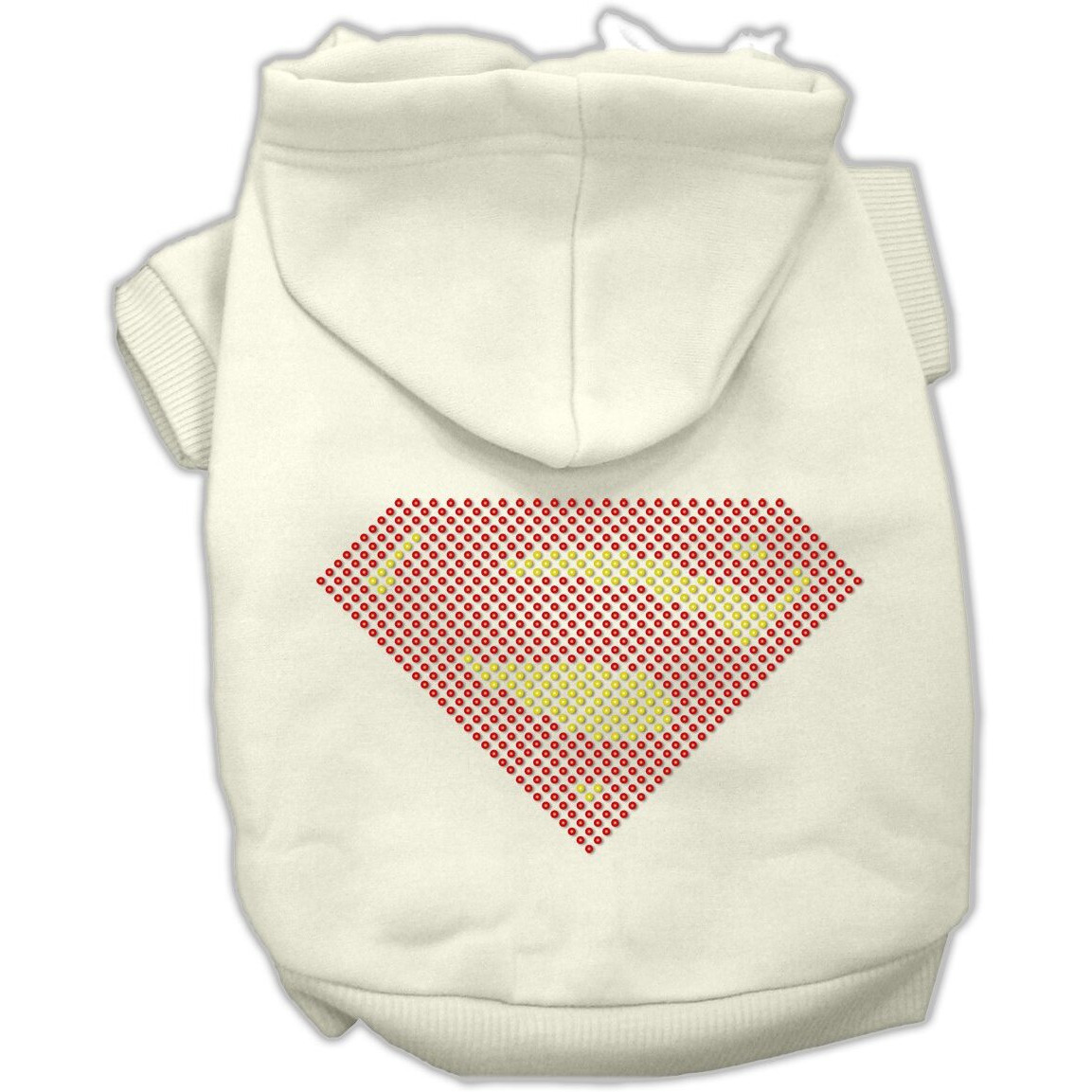 Pet, Dog & Cat Hoodie Rhinestone, &quotSuper" Cream MD (6-10 lbs.)
