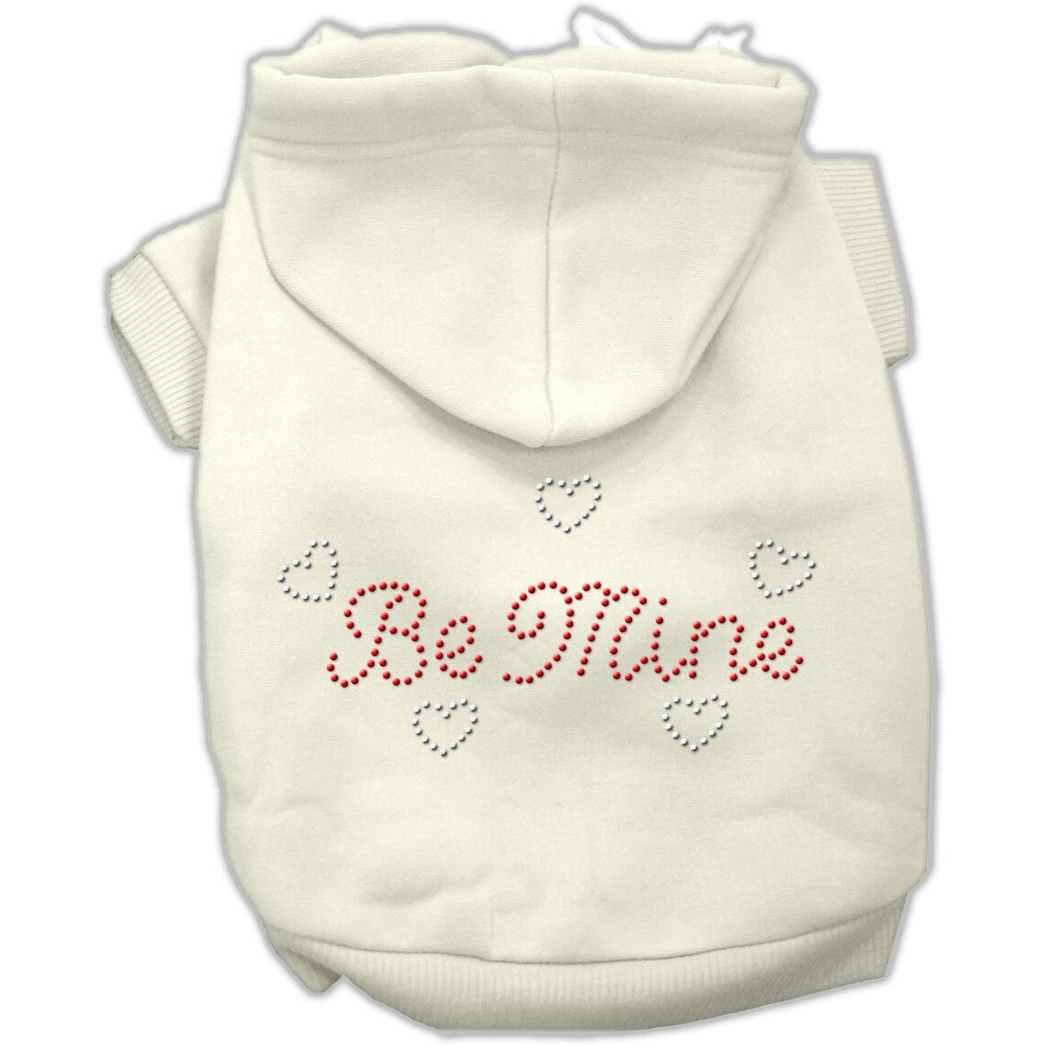 Pet, Dog & Cat Hoodie Rhinestone, &quotBe Mine" Cream XS (0-3 lbs.)