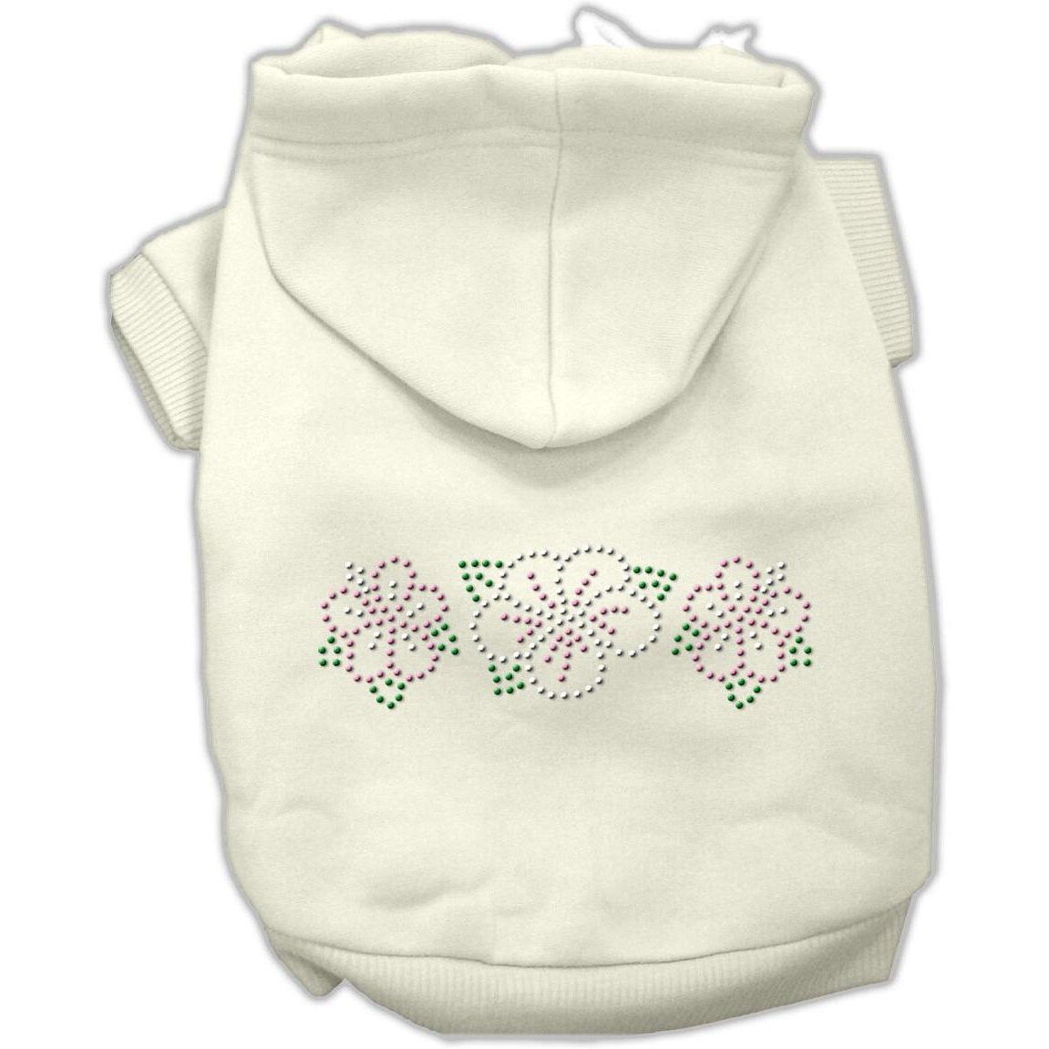 Pet, Dog & Cat Hoodie Rhinestone, &quotTropical Flower" Cream LG (10-14 lbs.)