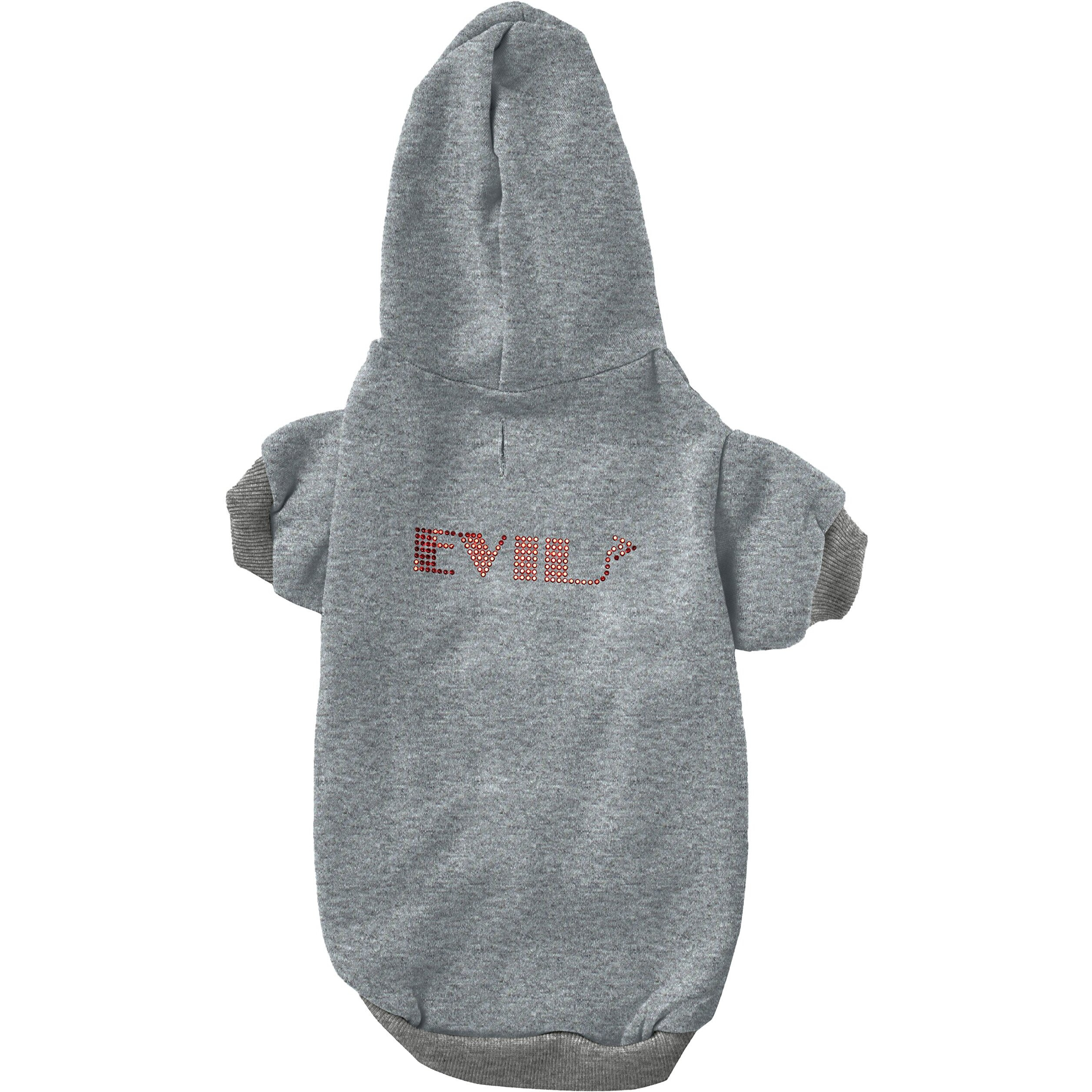 Pet, Dog & Cat Hoodie Rhinestone, &quotEvil" Gray LG (10-14 lbs.)