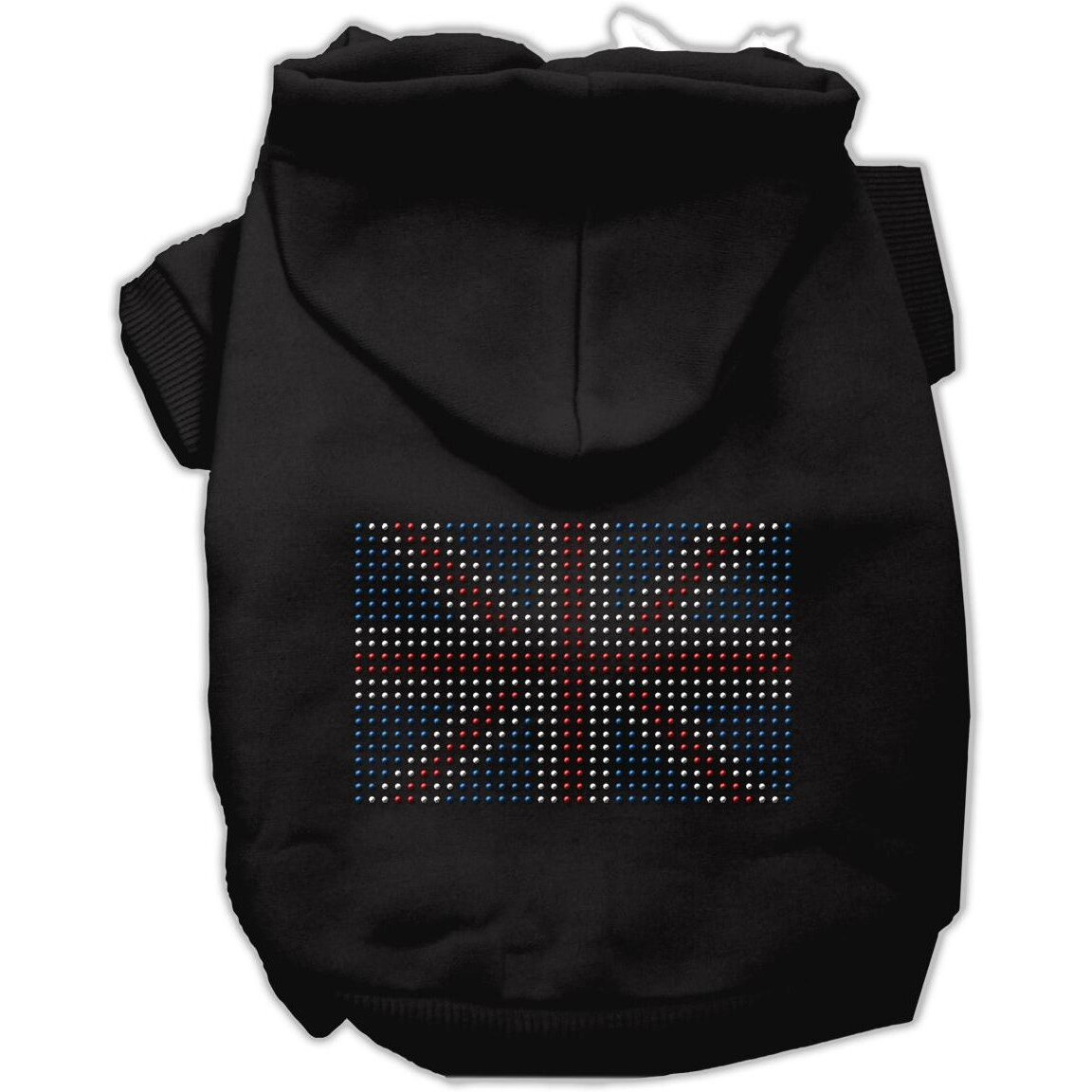 Pet, Dog & Cat Hoodie Rhinestone, &quotBritish Flag" Black SM (3-6 lbs.)