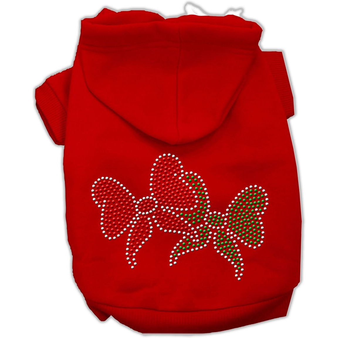 Christmas Pet Dog & Cat Hoodie Rhinestone, &quotChristmas Bows" Red 3XL (25-35 lbs.)